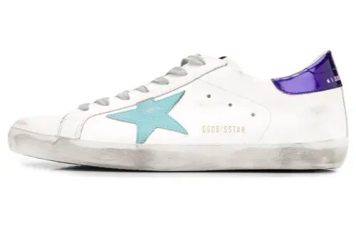 Golden Goose Super Star Leather Low top Skateboard Shoes Men's White Distressed