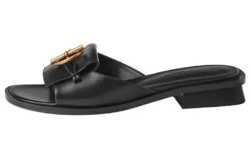 HERMES Slide Slippers Women's Black