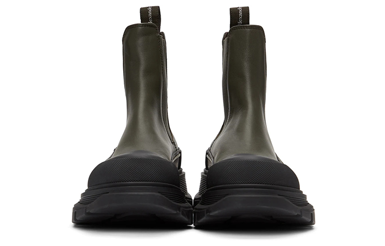 Alexander McQueen Tread Slick Short Chelsea Boots Men's Black Green