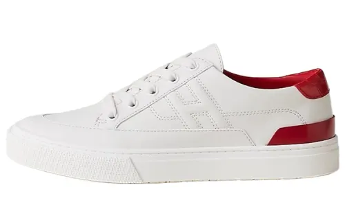 HERMES Deep Leather Low top Skateboard Shoes Women's White Red
