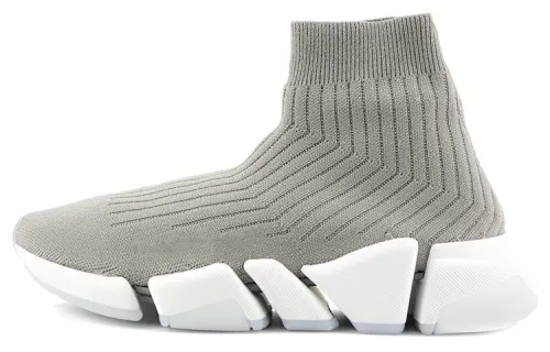 Balenciaga Speed Trainer Rib Knit Light Gray Women's