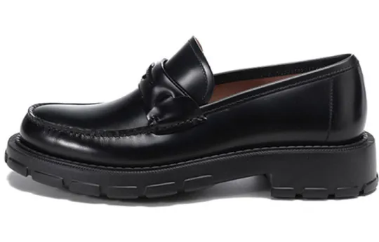 FERRAGAMO Top Grain Cow Leather Men's Casual Shoes Men's Black