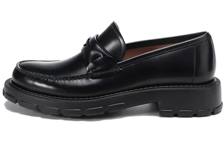 FERRAGAMO Top Grain Cow Leather Men's Casual Shoes Men's Black