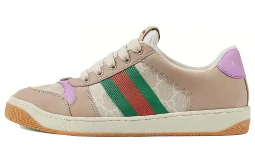 GUCCI Screener Distressed Shoes Canvas Leather Comfortable Low top Stylish Skateboarding Shoes Women's Multicolor