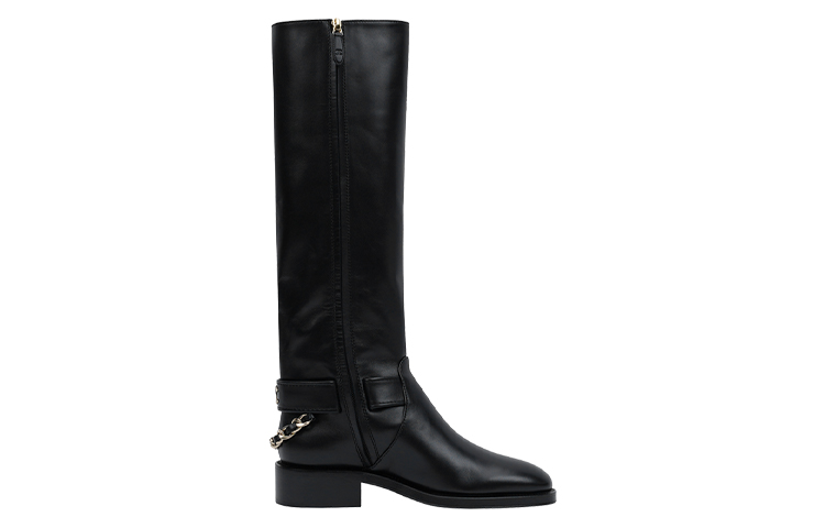 CHANEL 22A Knee high Boots Women's Black