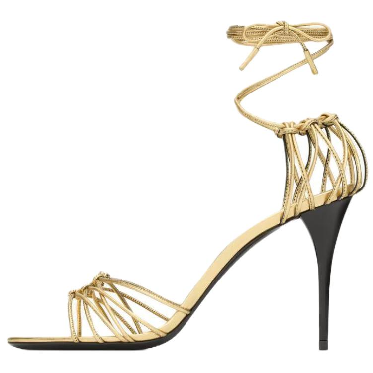 Женские босоножки SAINT LAURENT (золотые)