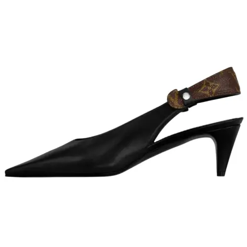 LOUIS VUITTON Legacy Cow Leather Cone Heel High Heels 5.5cm Women's Black