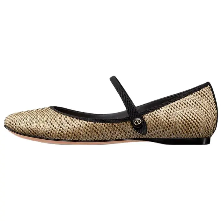 DIOR Lovely D Flat Mary Jane Shoes Women's Beige