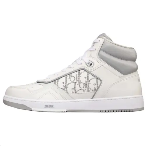 DIOR B27 High White And Gray Smooth Calfskin With White DIOR Oblique Galaxy Leather