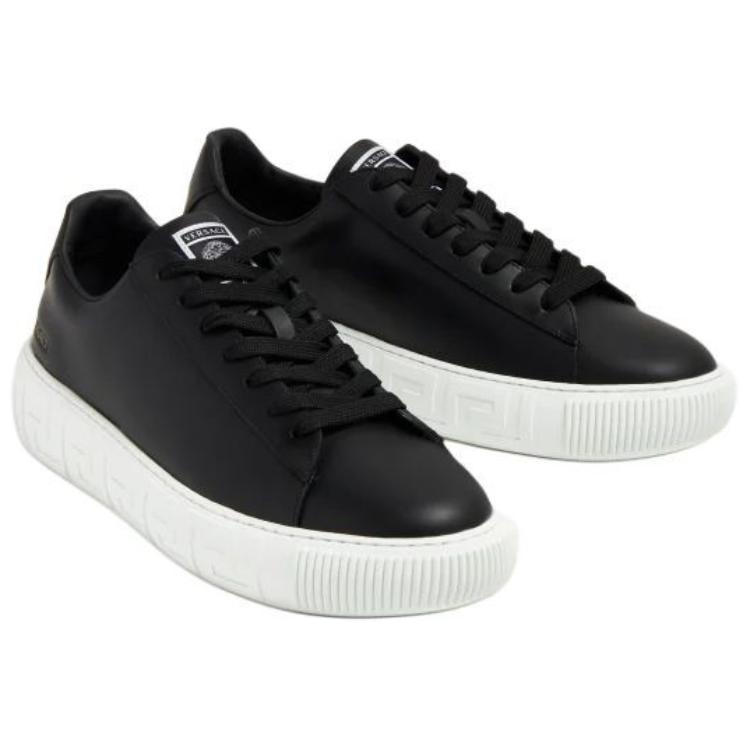VERSACE Greca Lace-up Sneakers Black White