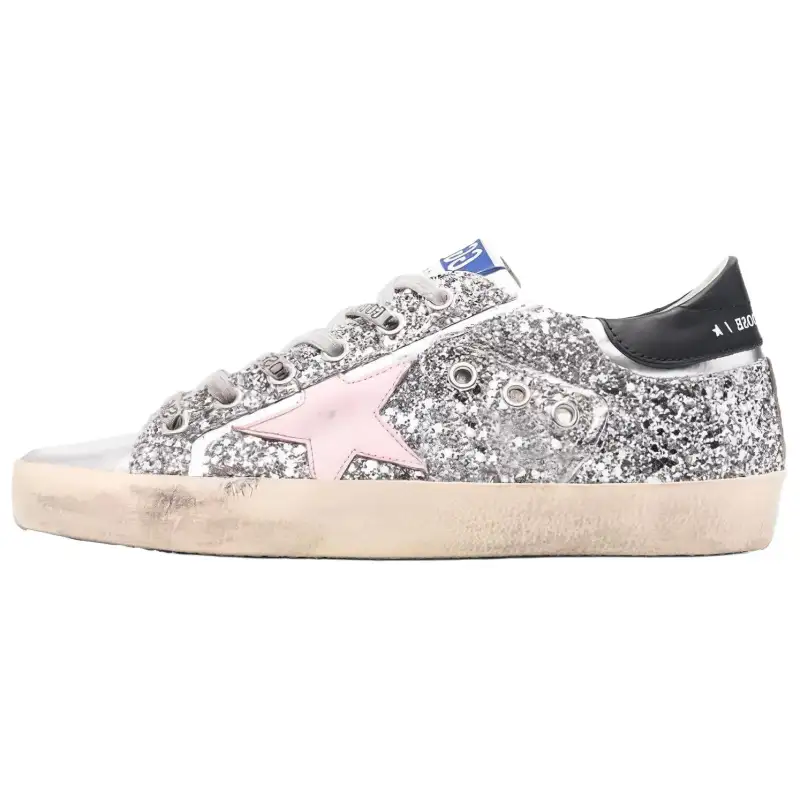 Golden Goose Super Star Leather Low top Stylish Skateboarding Shoes Women's Silver