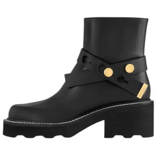 LOUIS VUITTON Beaubourg Calfskin Ankle Boots 4cm Women's Black