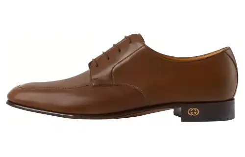 GUCCI Leather Lace up Shoes Brown