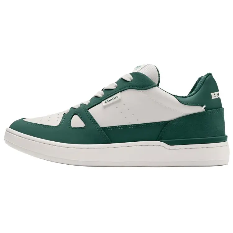 COACH Clip Court Leather, Suede Low top Skateboard Shoes Women's Green