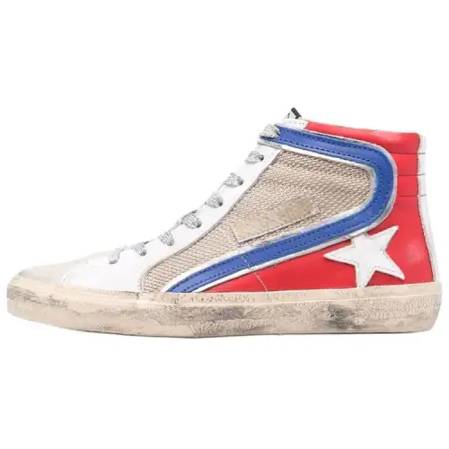 Golden Goose Slide Cow Leather Stylish Skateboarding Shoes Women's Multicolor Distressed