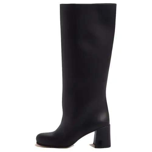 MIU MIU Leather Knee high Boots 6.5cm Women's Black