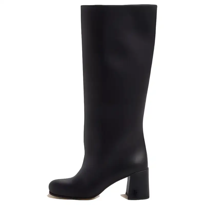 MIU MIU Leather Knee high Boots 6.5cm Women's Black