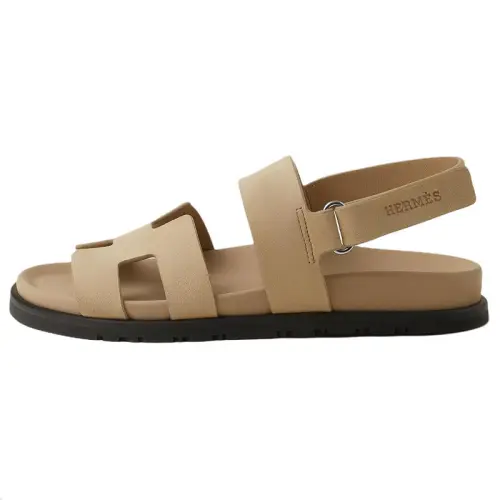 HERMES Genius One Strap Sandals 1.2cm Women's Linen Beige