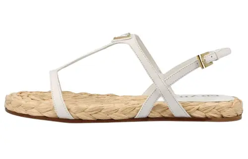 PRADA Leather One Strap Sandals Women's White