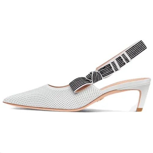 DIOR Toujours Sheepskin Slim Heel High Heels 5CM Women's White