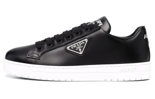 PRADA Downtown Brushed Leather Sneakers 'Black White' Women's