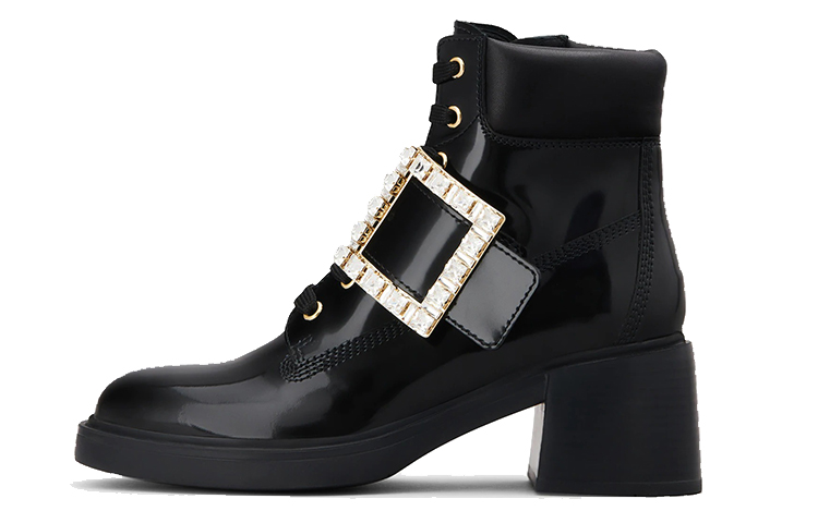 Roger Vivier Roger Vivier Viv' Rangers Sparkling Diamond Buckle Boots Women's Black