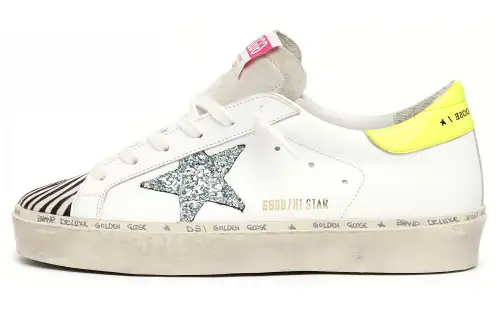 Golden Goose Hi Star Stylish Skateboarding Shoes Women's White Distressed