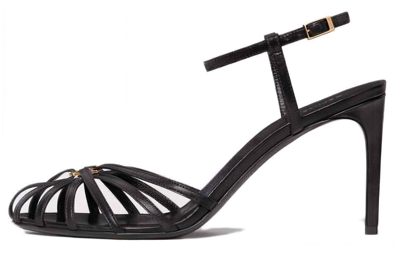 CELINE Triomphe Leather Minimalist Fashion Slim Heel High Heels 5CM Women's Black