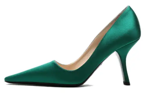 PRADA Satin Slim Heel High Heels 9cm Women's Green