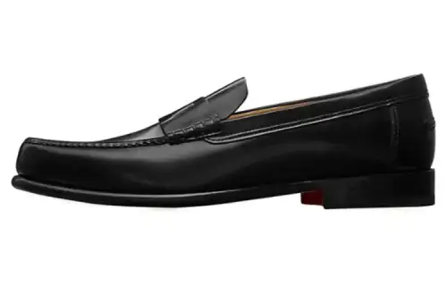 HERMES Kennedy Leather Loafers Men's Black