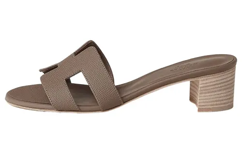 HERMES Oasis Slip on Slide Slippers Women's Elephant Gray