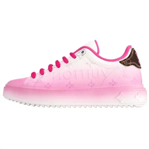 LOUIS VUITTON Time Out Cow Leather Low top Skateboard Shoes Women's Pink