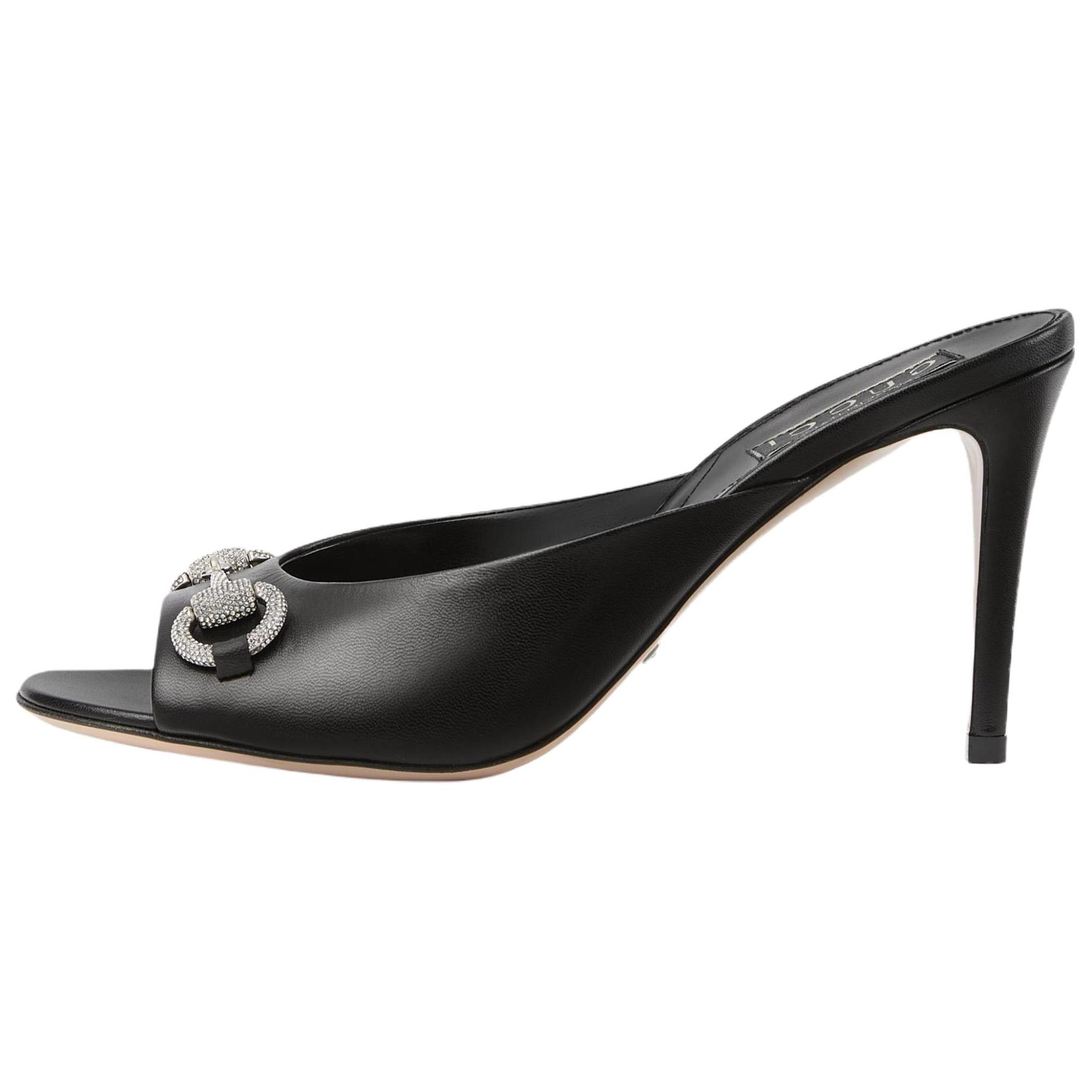 GUCCI Horsebit Slide Slippers Women's Black