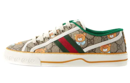Kai x GUCCI Tennis 1977 Trendy Low top Stylish Skateboarding Shoes Women's Brown