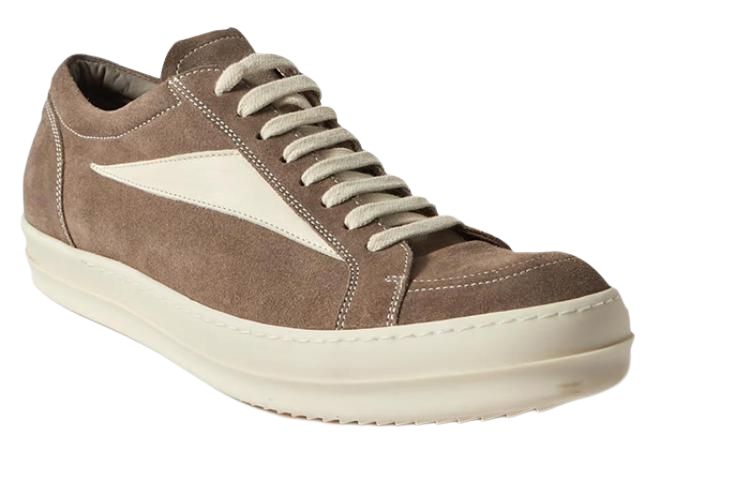 RICK OWENS Vintage Sneaks Velour Suede Dust Grey Milk White