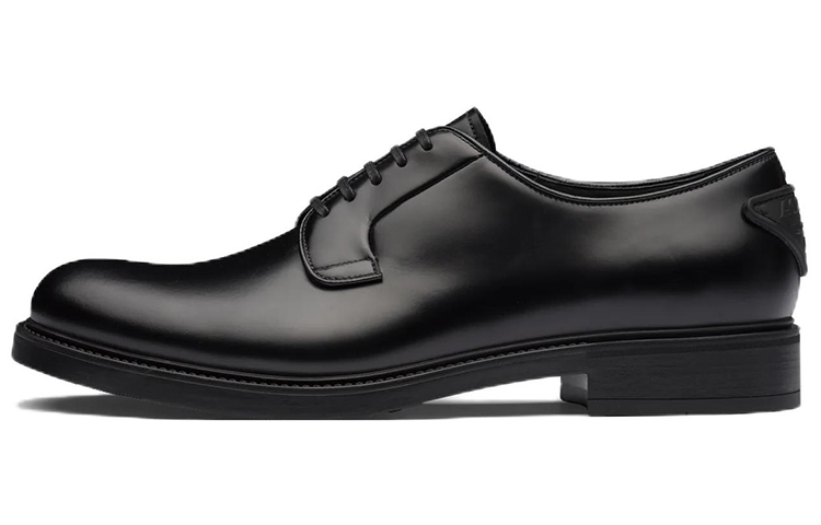 PRADA Prada Leather Lace Up Round Toe Casual Shoes Men's Black