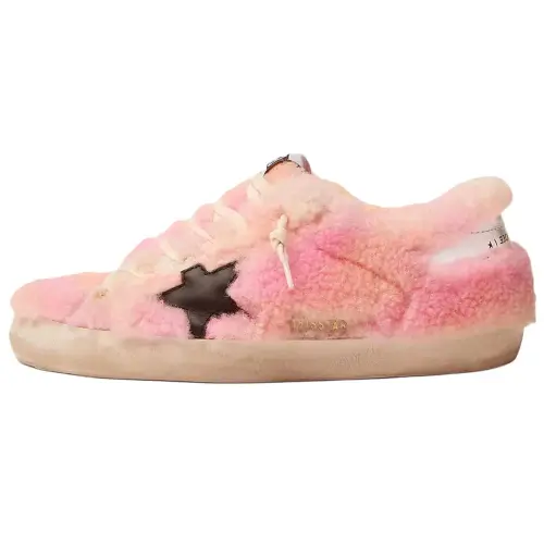Golden Goose Super Star Leather Low top Skateboard Shoes Women's Pink Distressed