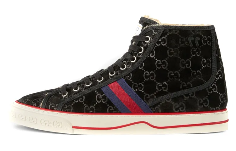 GUCCI Tennis 1977 Stylish Skateboarding Shoes Men's Black Red