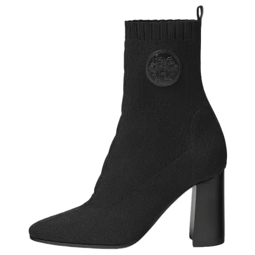 HERMES Jenna Calfskin Ankle Boots 9cm Women's Black