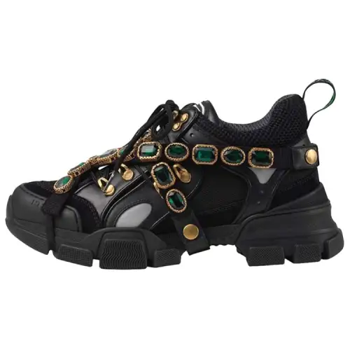 Gucci Wmns Flashtrek Crystals 'Black' Women's