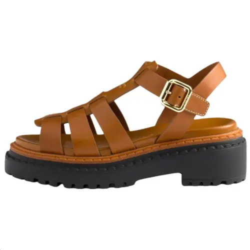 PRADA Cow Leather Roman Sandals Women's Brown