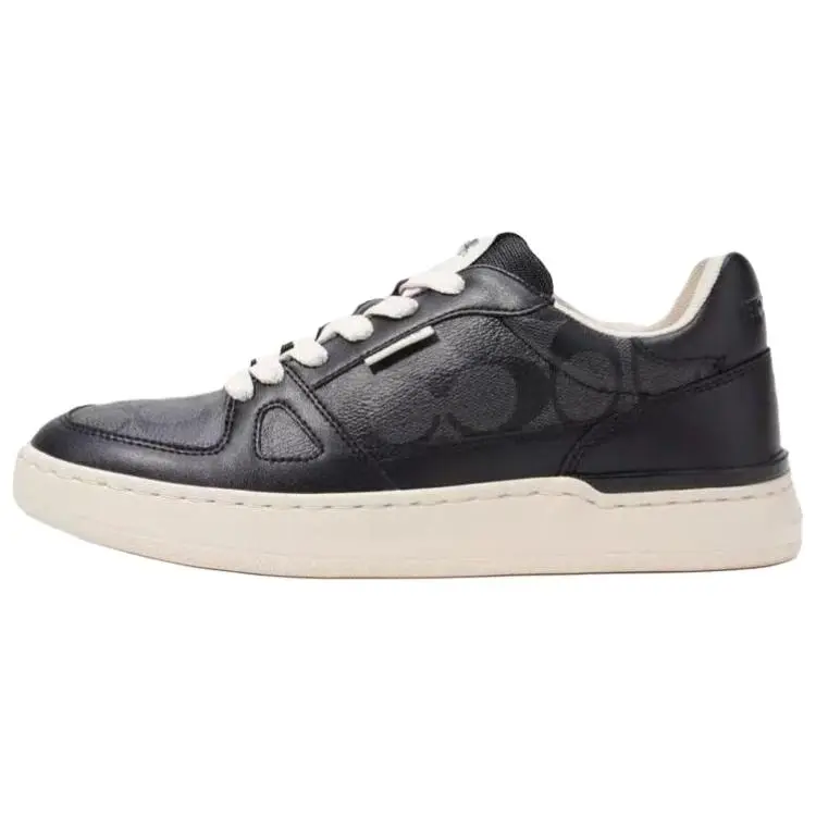 COACH Leather Abrasion Resistant Low top Skateboard Shoes Women's Black