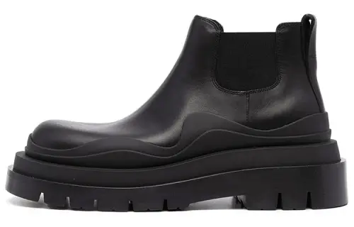 Bottega Veneta Tire Cow Leather Ankle Length Chelsea Boots 5.5cm Women's Black