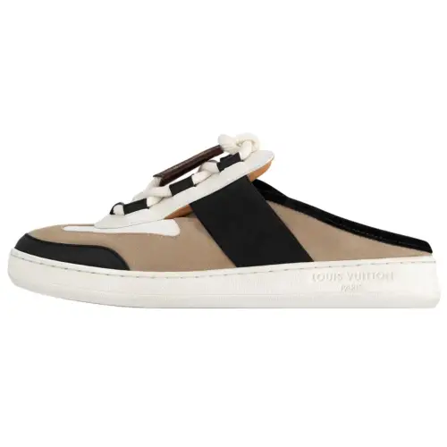 LOUIS VUITTON Lous Closed Toe Slippers Women's Beige Black