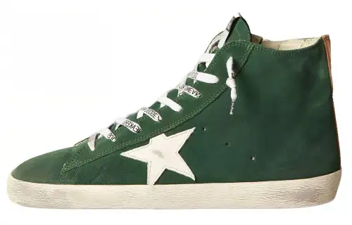 Golden Goose Francy Leather Stylish Skateboarding Shoes Men's Green Distressed