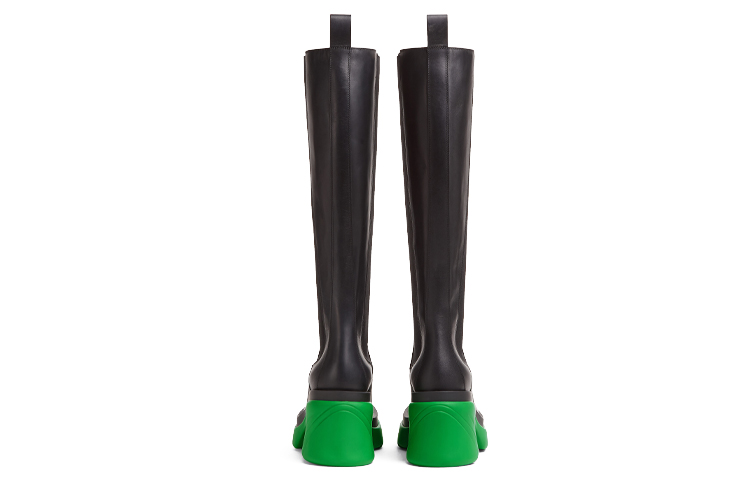 Bottega Veneta Leather Heel Boot Black Green Women's