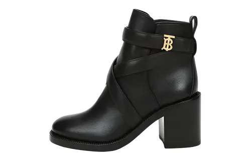 Burberry Leather Ankle Boots Women's Black