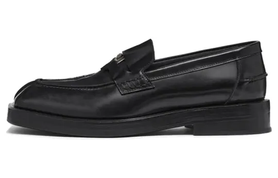 VERSACE Leather Slip on Casual Shoes Men's Black