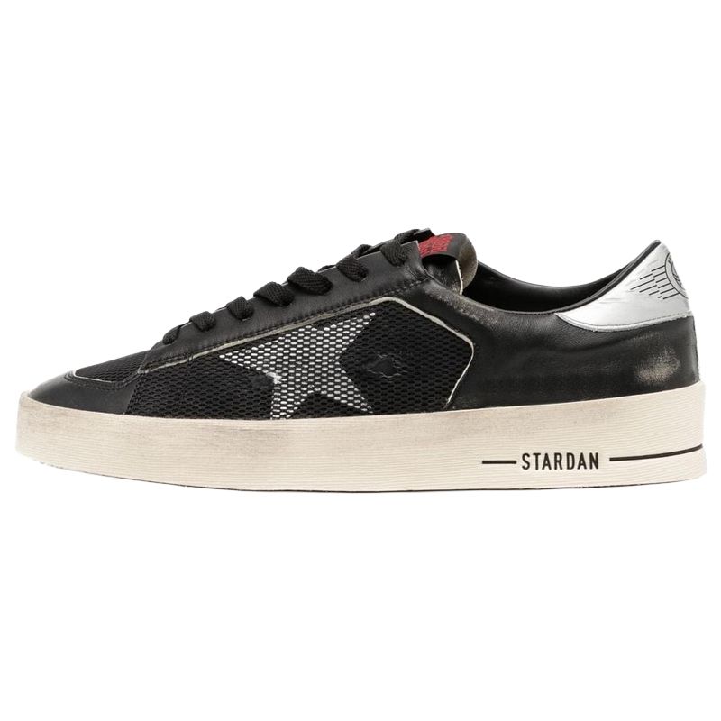 Мужские кеды Golden Goose Stardan (черно-серебристые)