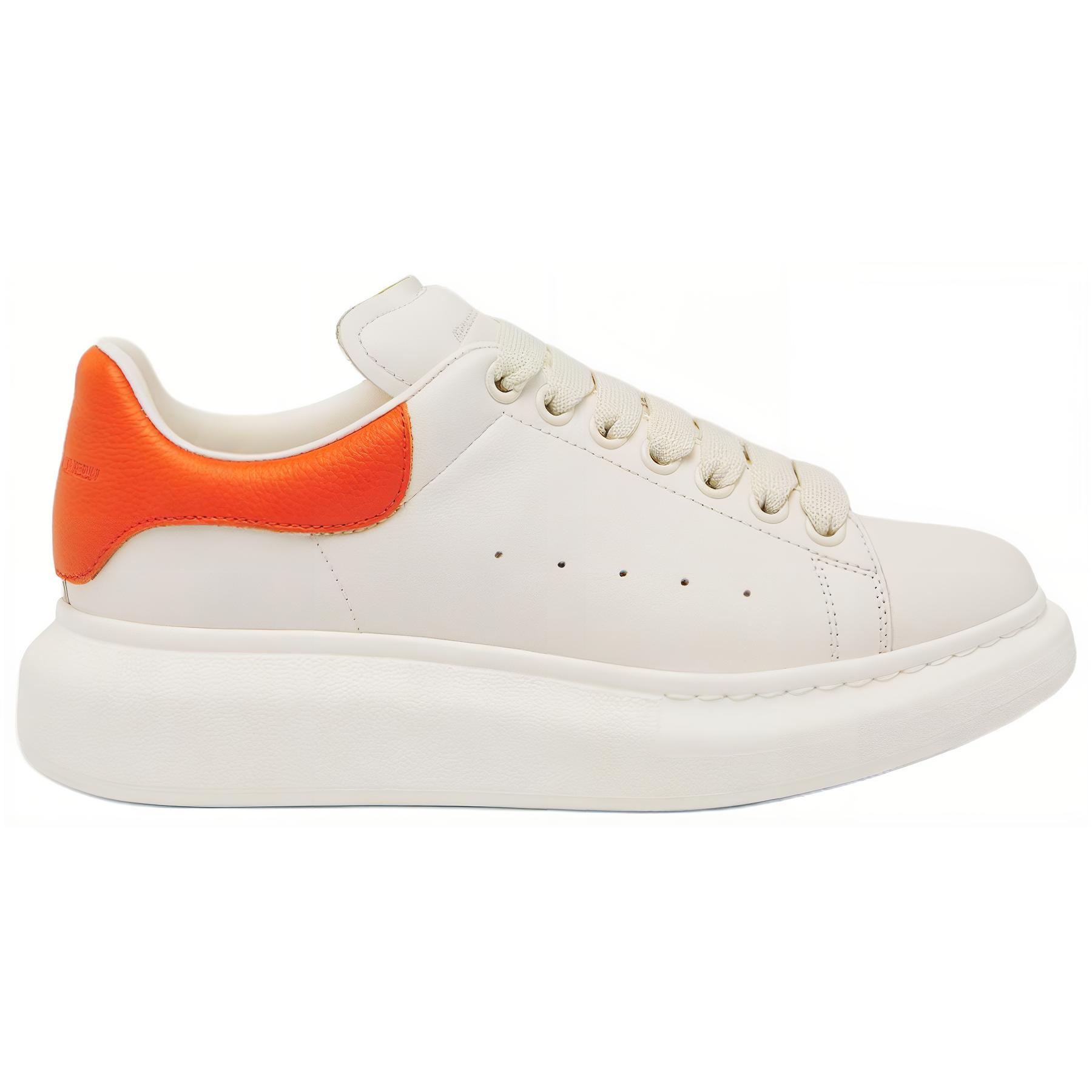 Мужские кеды Alexander McQueen Oversized Sneaker (бело-оранжевые) — фото 2